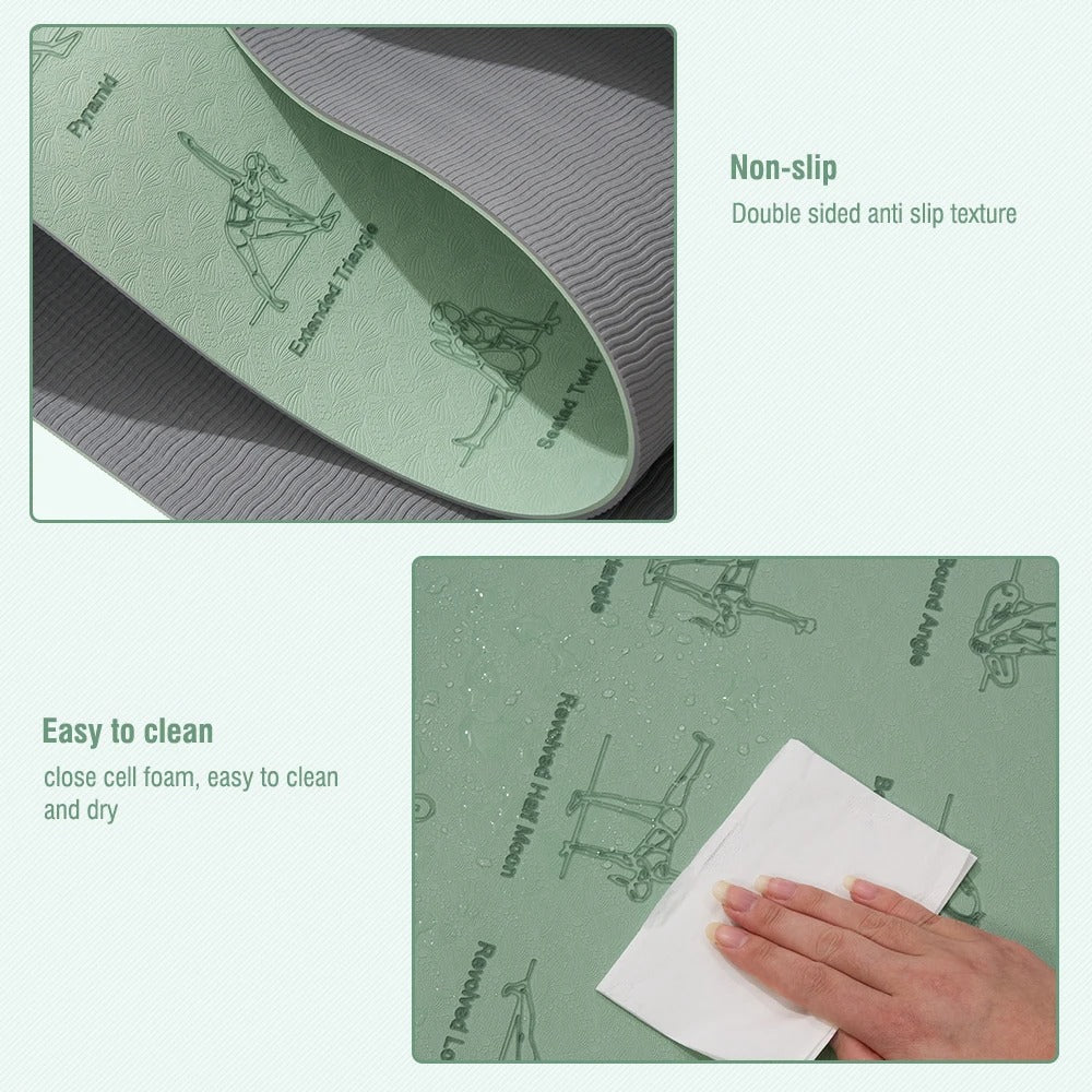 מזרנים יוגה TPE 183cm*57cm ידידותיים לסביבה, לא מחליקים, מתאימים לפעילות ספורט, יוגה ופילאטס, מזרנים לג'ימנסטיקה, ציוד כושר