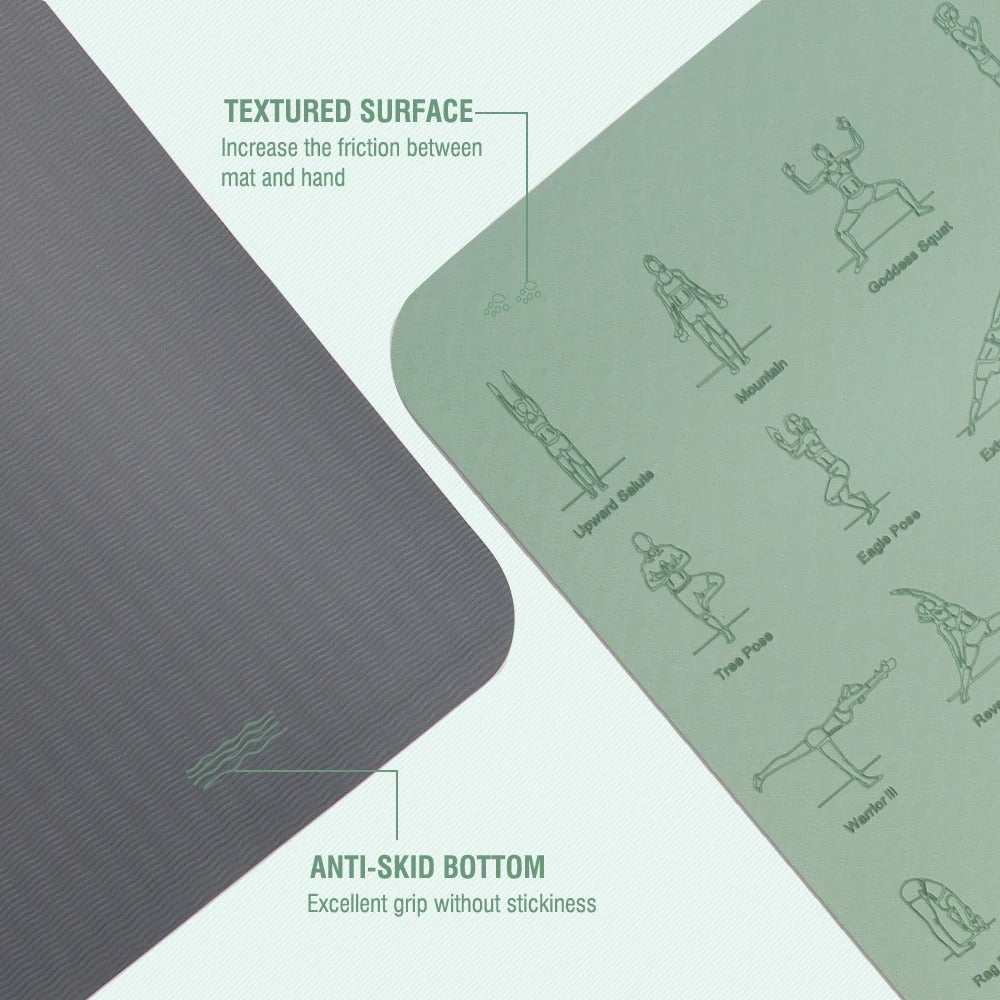 מזרנים יוגה TPE 183cm*57cm ידידותיים לסביבה, לא מחליקים, מתאימים לפעילות ספורט, יוגה ופילאטס, מזרנים לג'ימנסטיקה, ציוד כושר