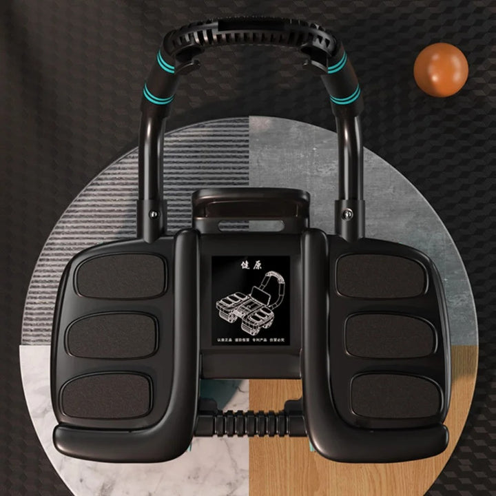 מתאמן לגלגל בטן עם עיצוב שש מרפקים, גלגל אימון בטן עם התאוששות אוטומטית ומניעת החלקה, ציוד כושר לחדר כושר ביתי