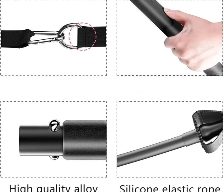 ערכת בר פילאטיס עם רצועות התנגדות, ציוד אימון לרגליים, מותניים, זרועות לנשים וגברים, חדר כושר ביתי ויוגה