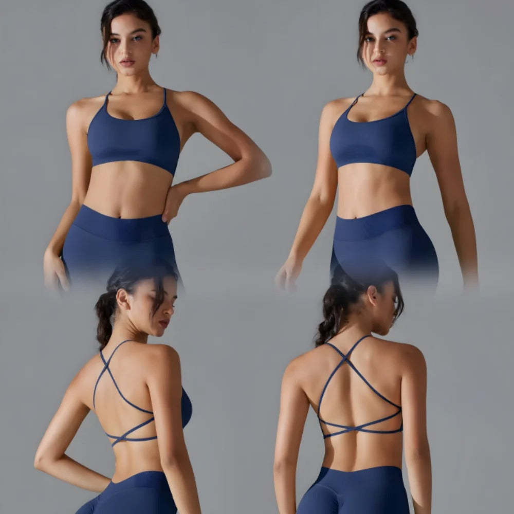 יוגה ספורט ברה דינמית ללא גב עם לוגו נשים ברה עליונה ללא תפרים תמיכה בינונית מרופדת חדר כושר גמישה ספורט