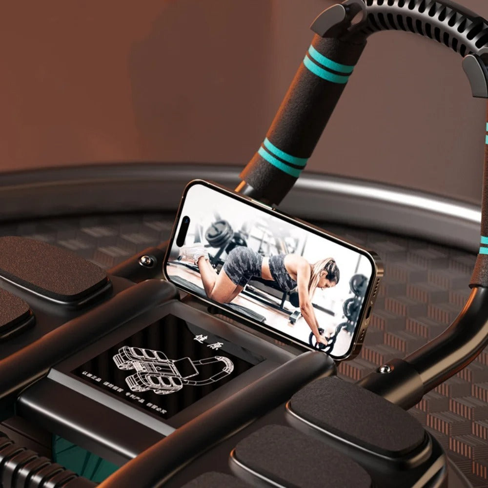 מתאמן לגלגל בטן עם עיצוב שש מרפקים, גלגל אימון בטן עם התאוששות אוטומטית ומניעת החלקה, ציוד כושר לחדר כושר ביתי