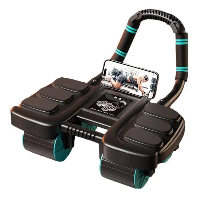 מתאמן לגלגל בטן עם עיצוב שש מרפקים, גלגל אימון בטן עם התאוששות אוטומטית ומניעת החלקה, ציוד כושר לחדר כושר ביתי