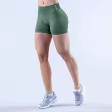 שורטס  חזה נמוך שורטס יוגה ללא תפרים סקראנץ' באם שורטס גימנסיה נשים אימון בייקר מתיחה קצרה